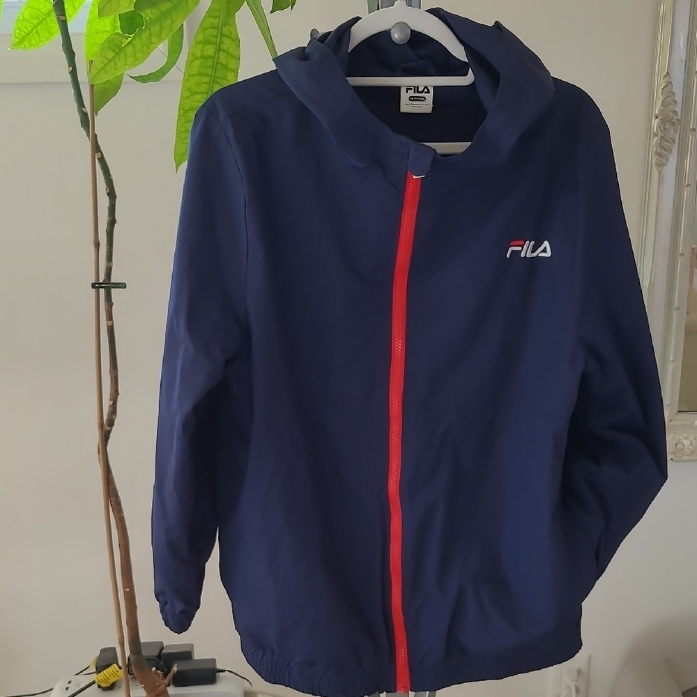 Fila Blue and Red Utility Jacket with Standing Collar